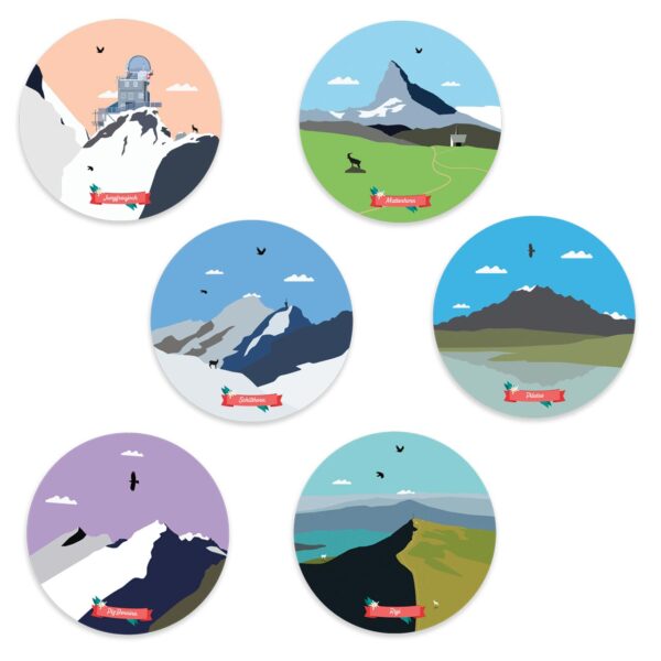 Swiss Mountains Set of 6 Coasters