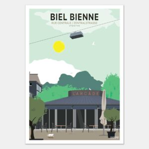 Swiss Vintage Poster - Place Centrale Biel Bienne