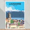 Lausanne Modern Vintage Poster