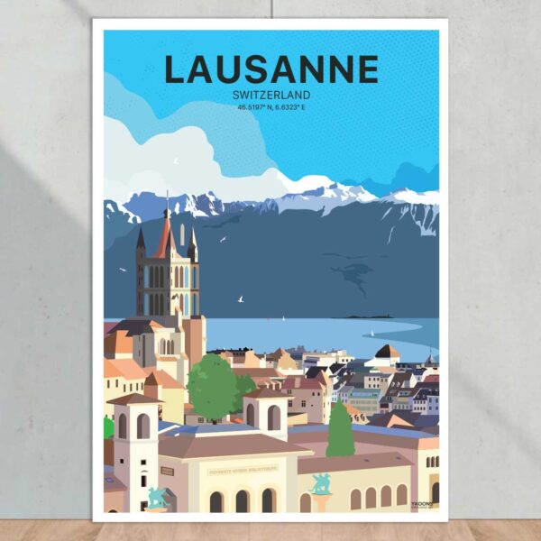 Lausanne Modern Vintage Poster