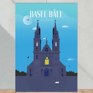 Basler Münster Basel by Night Poster