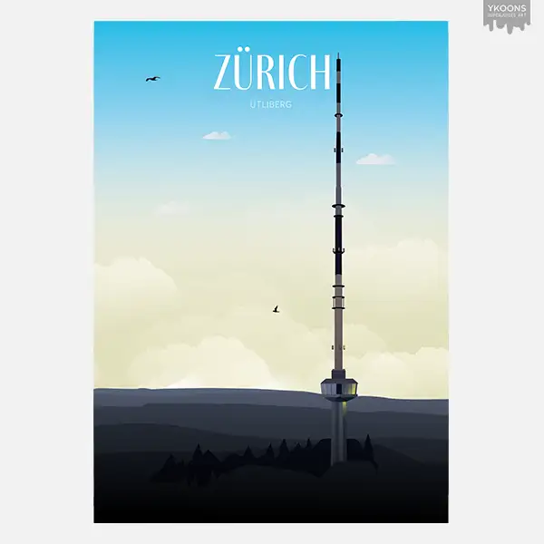 Poster Ütliberg Zürich by night